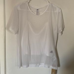 Size Large Adidas Mesh Shirt with separate white tank top